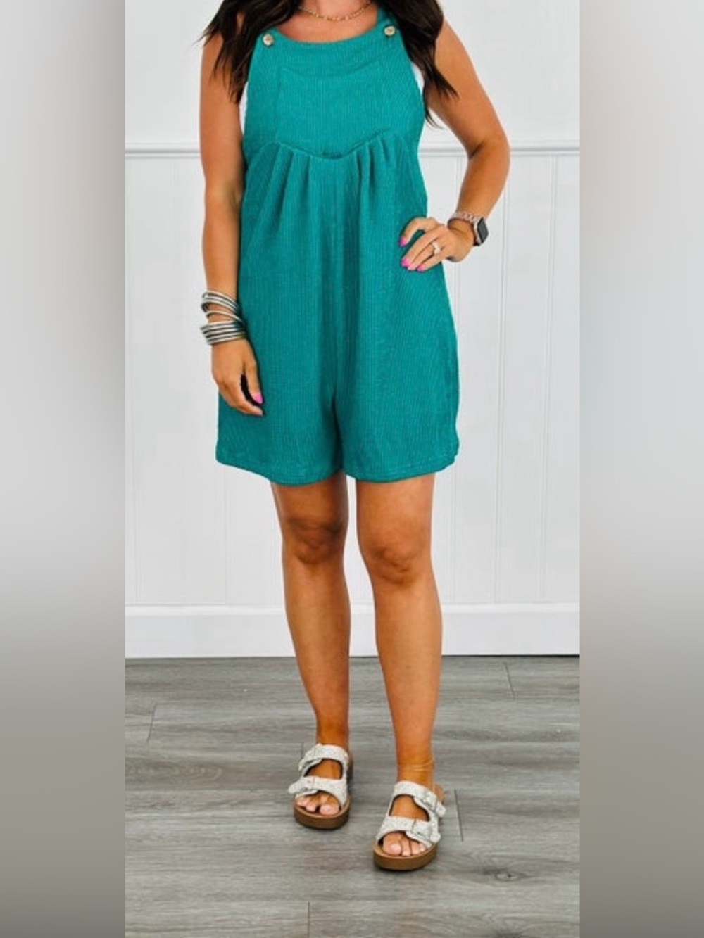 BiBi Teal Sleeveless Bermuda Shorts